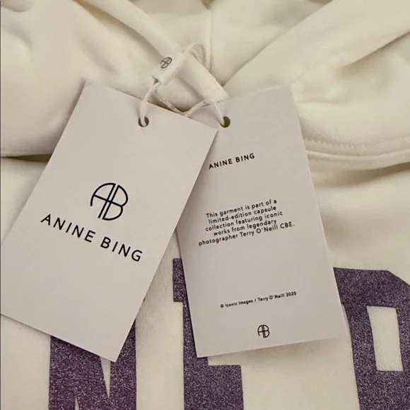 Anine Bing White Hoodie with Purple Lettering - Picture 5 of 7